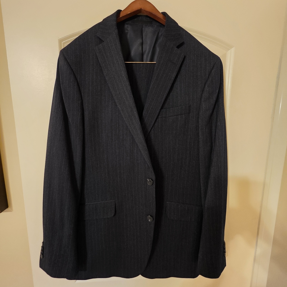 Kenneth Cole Reaction Men's Charcoal Pinstripe Two-Button Suit Jacket